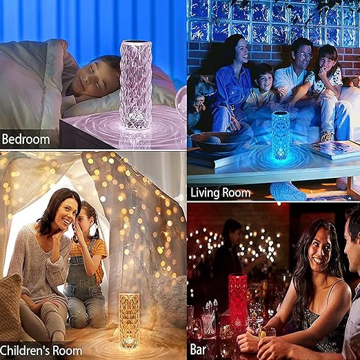 16 Color Changing Rose Crystal Diamond Table Lamp