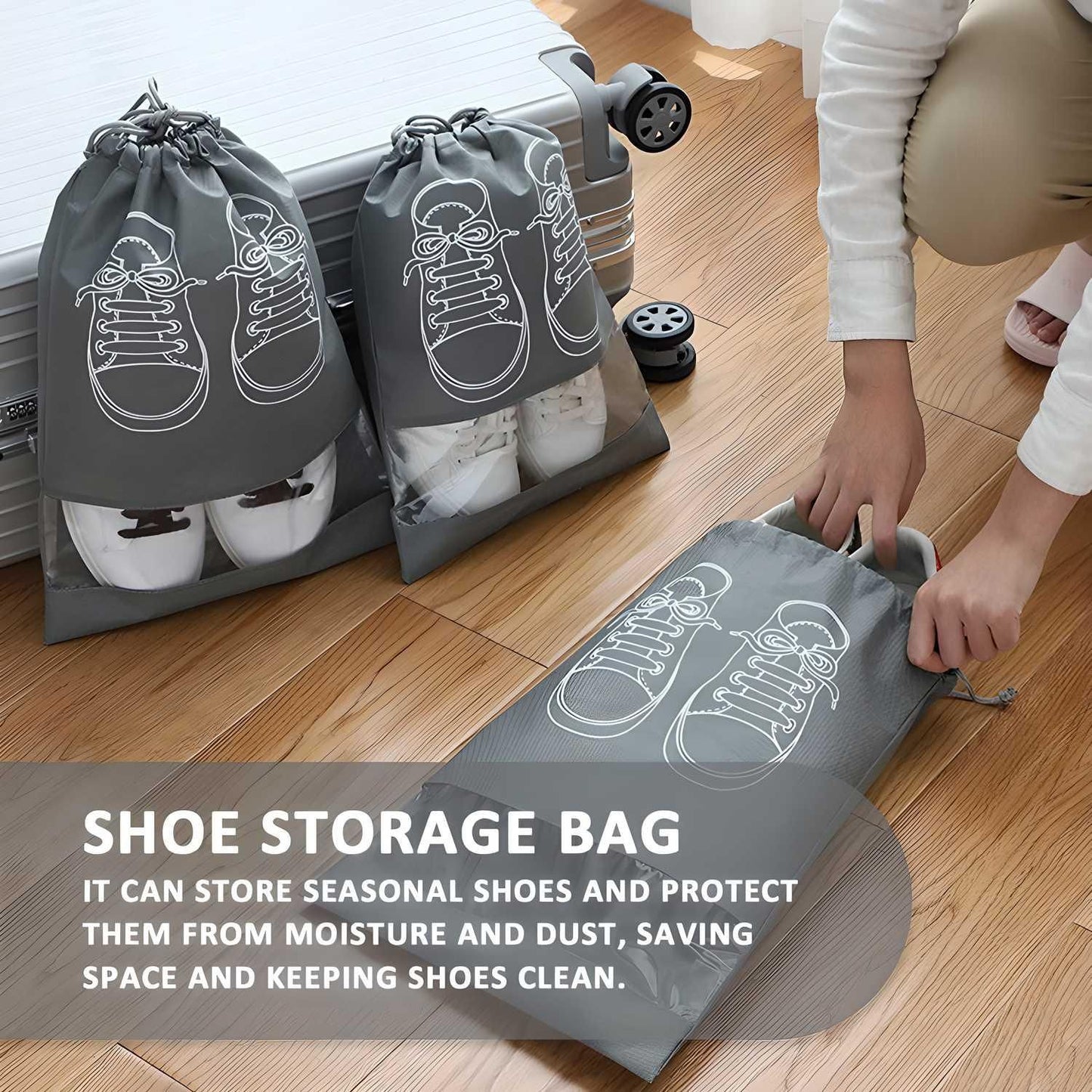 Portable Travel Dust-Proof Shoes Bag (Pack Of 5)