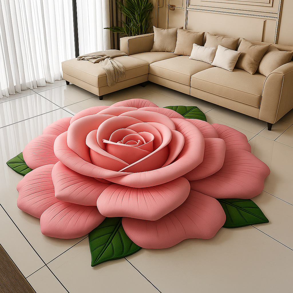 Luxury 3D Rose Flower Shape Floor Mat –Buy 1 Get 1 Free ✨❤️🌸
