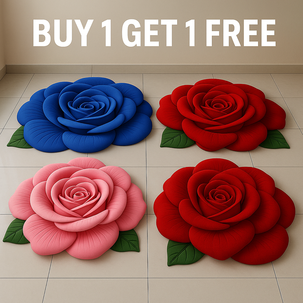 Luxury 3D Rose Flower Shape Floor Mat –Buy 1 Get 1 Free ✨❤️🌸